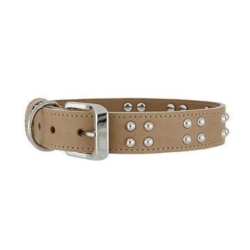 Fashion leather collar sandstone color made in italy