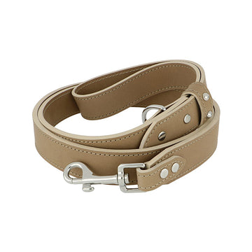 Beige White Black Leather Dog Collar and Leash Set for All 